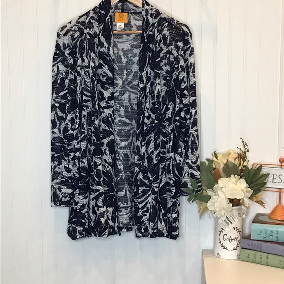 Ruby Rd. | Plus Size Women’s Cardigan Sweater Blue/White 3X - Picture 9 of 16